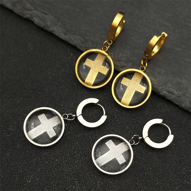 Серьги в форме креста Иисуса для женщин висячие серьги из нержавеющей стали
