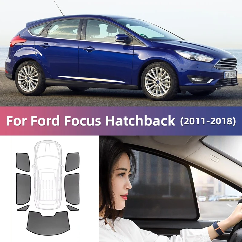 Forda Focus Hatchback MK3 2011-2018 Samochodowa osłona przeciwsłoneczna przedniej szyby Magnetyczna siatkowa zasłona tylnej bocznej Osłona