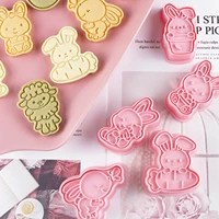 8pcs cookie stamps plastic biscuit press mold cookie cutters 3d cartoon easter fondant chocolate candy mold cake decorating tool