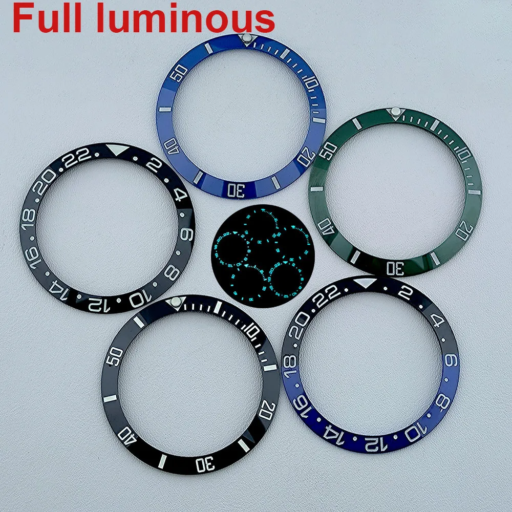 Высококачественная керамическая БЕЗЕЛЬ 38 мм * 30 5 полностью светящаяся синяя