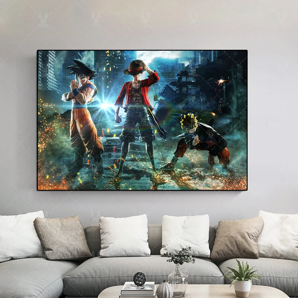 Аниме Гоку обезьянка D. Luffy And постер Наруто Печать Цельный Драконий жемчуг холст