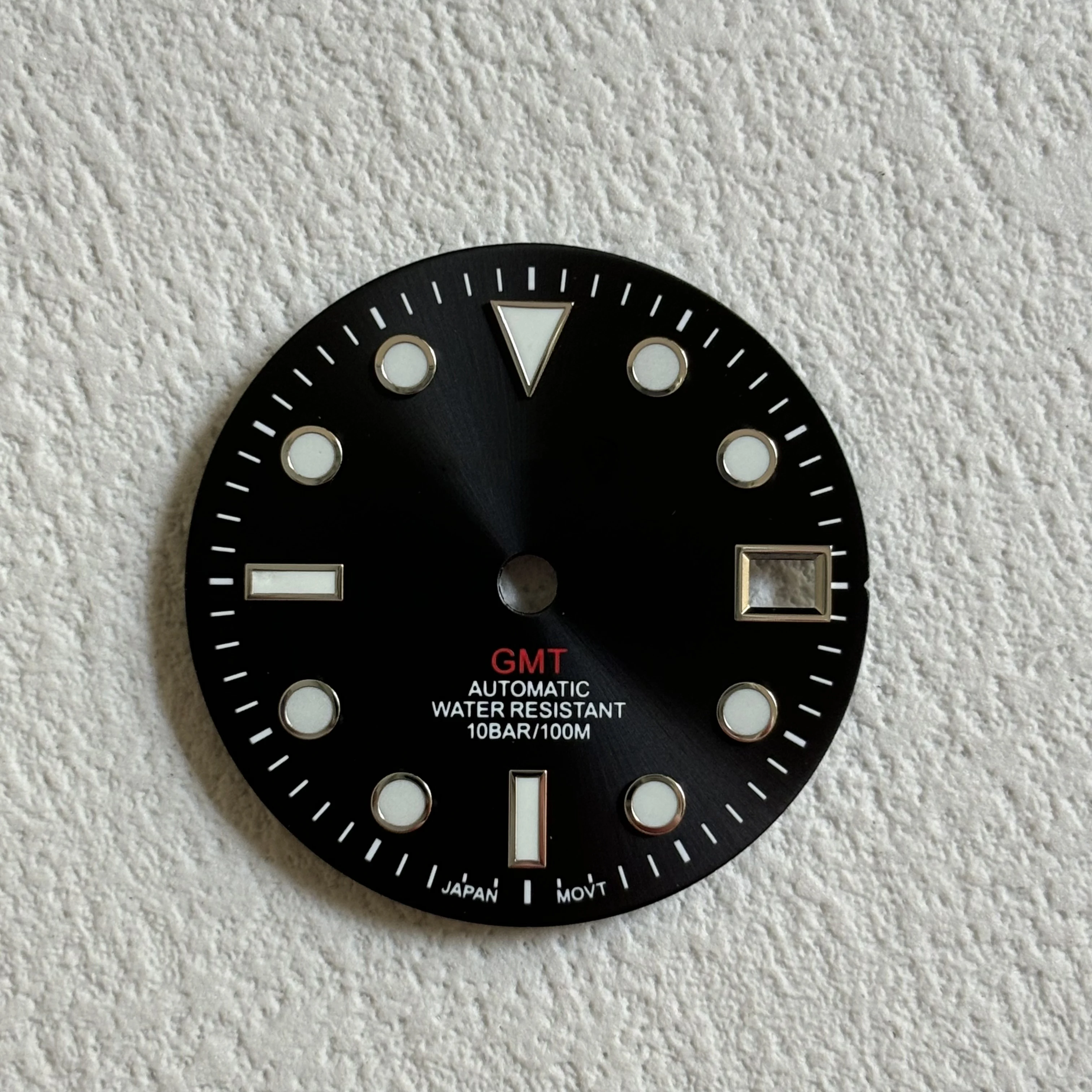 28 5 мм NH34 синий светящийся GMT одиночный черный циферблат с автоматическим