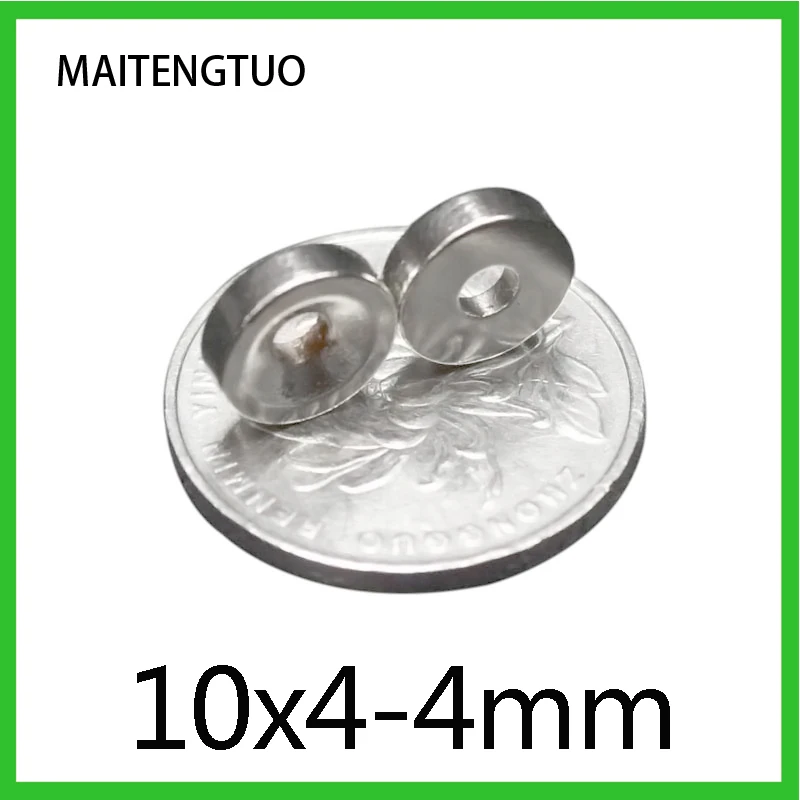 

10/20/30pcs 10x4-4mm Stong Permanent NdFeB Strong Magnets 10x4 mm Hole 4 mm Round Countersunk Neodymium Magnetic Magnet 10*4-4