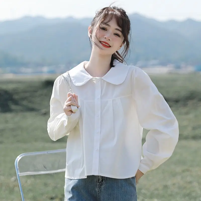 Женская рубашка с длинным рукавом Повседневная в японском стиле для осени 2024