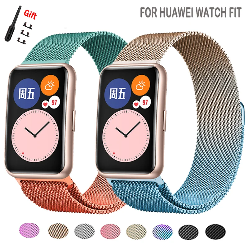 

Band For Huawei Watch FIT Strap Magnetic Loop stainless steel watchband metal bracelet correa for Huawei Watch fit 2 Accessories