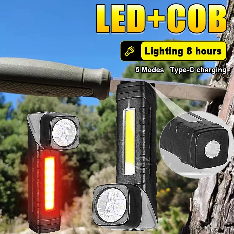 

Супер Многофункциональный Фонарик Вращающийся Складной USB Перезаряжаемый Фонарик Водонепроницаемый Рабочая Лампа Открытый Кемпинг Фонарь