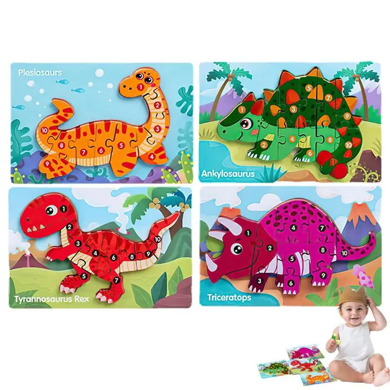 

Деревянный пазл-динозавр, 3D деревянные игрушки-Динозавры, пазл, Обучающие головоломки, набор игрушек для мальчиков, 1 комплект, 4 упаковки