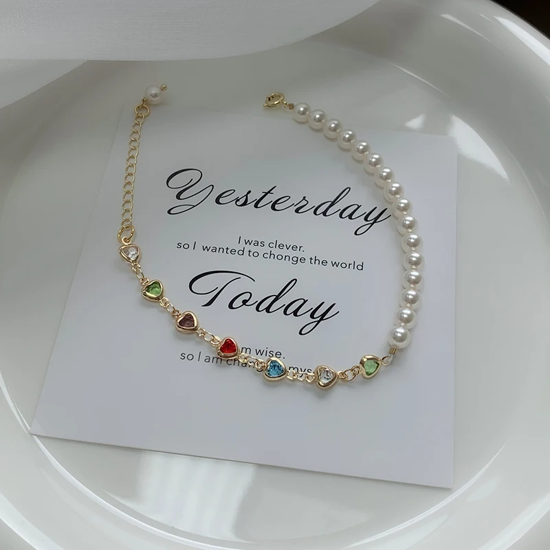 Браслет Millie Color Loving Heart с цирконием Shijia и жемчугом в стиле пэчворк для женщин