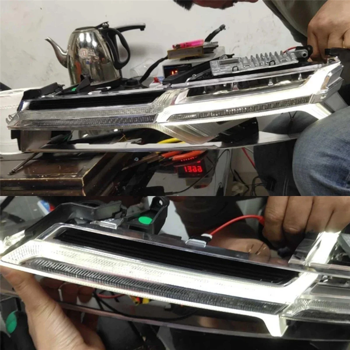 Дневные ходовые огни, указательная пластина, дневные ходовые огни, трубка, дневные ходовые огни, полоса для AUDI Q7 2016-2019, фонари DRL слева