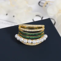 fashionable high quality new five circle three layer octagonal ring womens exquisite party original jewelry gift