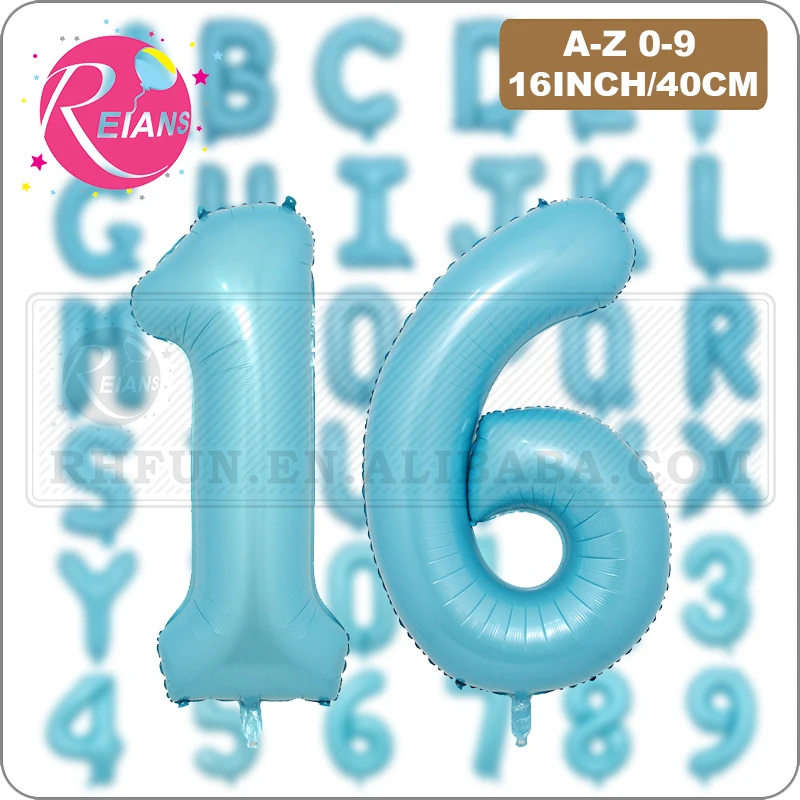 16 Inch Light Blue Foil Number 0-9 foil Balloons Digital Globos Birthday Wedding Party Decorations Ballons Baby Shower Supplies