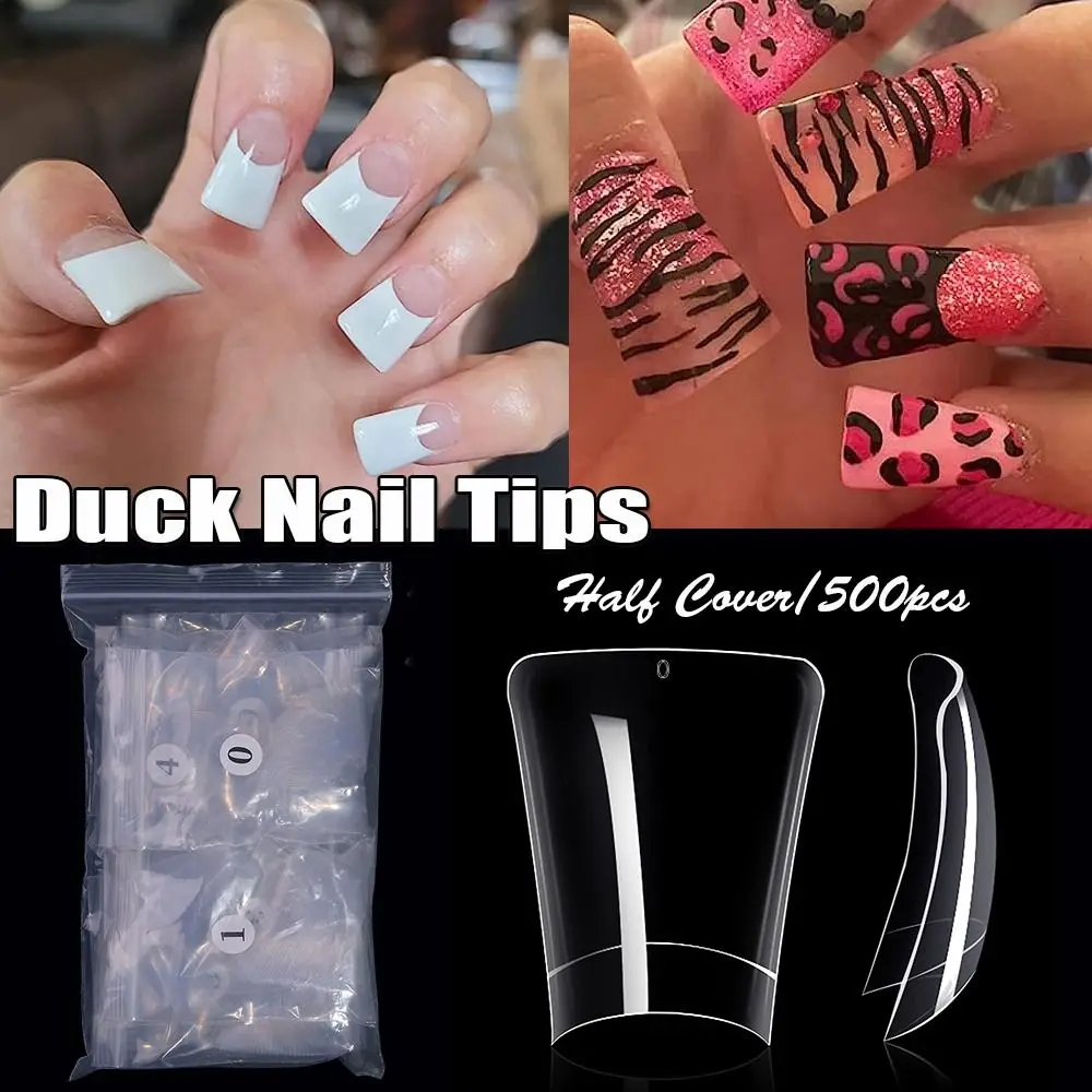 

Charm Wide French False Nail Tips for Acrylic Nails Duck Nail Tips Duck Feet Fan Flare Tips Half Cover Clear Natural