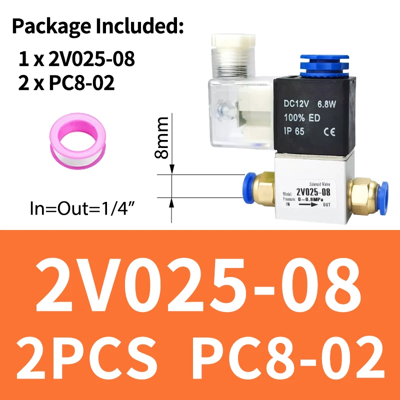 

2V025-08 1/4 "2-позиционный 2-портовый воздушный электромагнитный клапан 220 В клапан Neumatico Valvula Pneumatica Пневматический регулирующий клапан