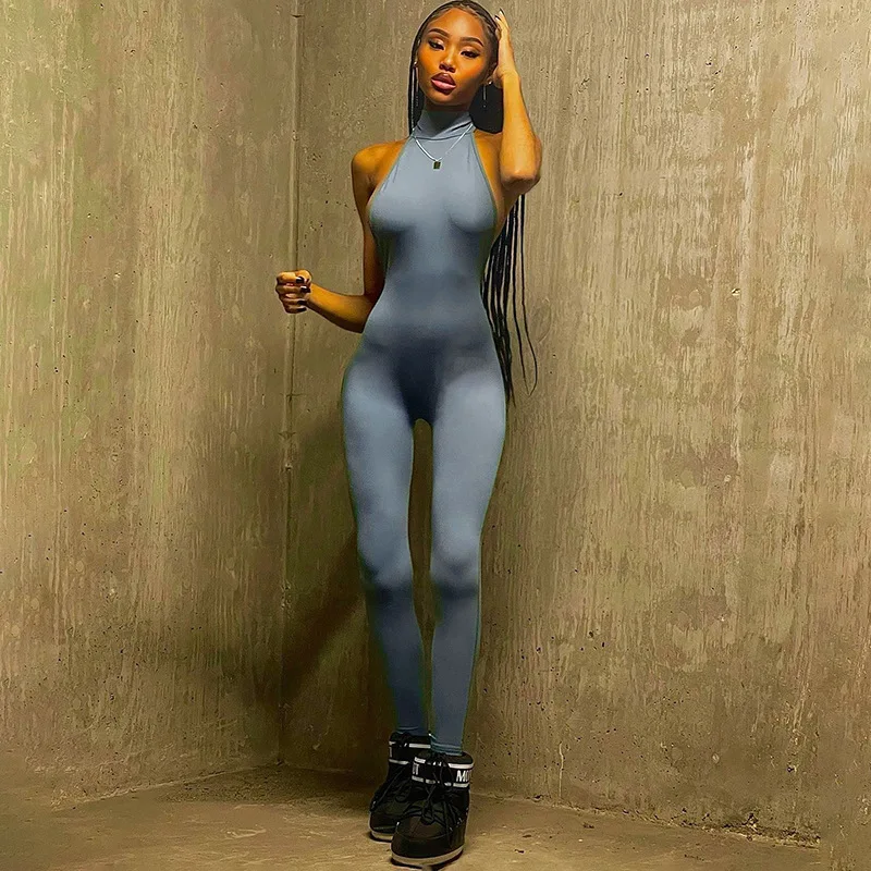 

2022 New Summer Sexy Backless Button Streetwear Ladies Jumpsuit