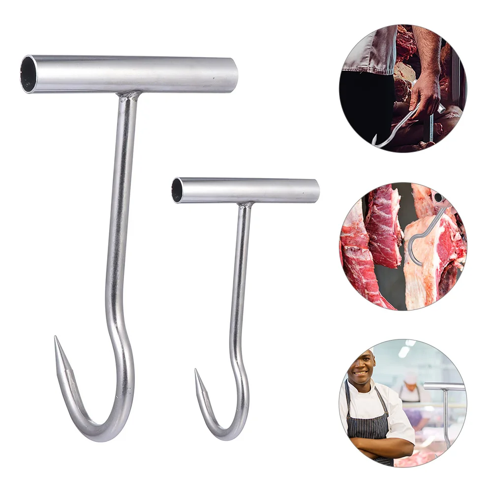 

2 Pcs Tool Hooks Meat Turkey Tools Stainless Steel Accessories Fryer Butchering