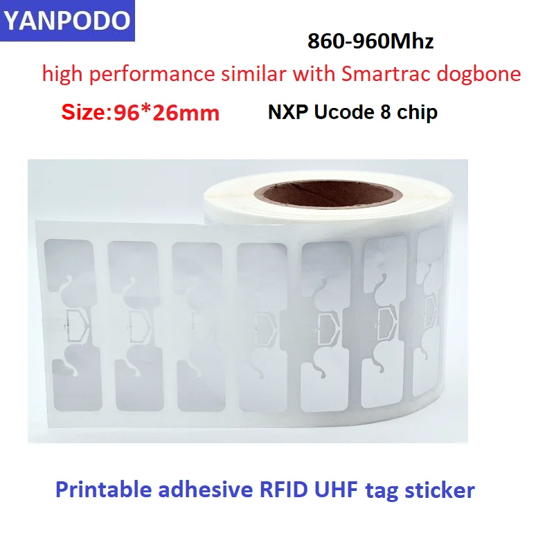 Yanpodo UHF RFID стикер 9654 ярлык tag 860-960 МГц Ucode8 чип EPC Gen2 самоклеящийся пассивный для