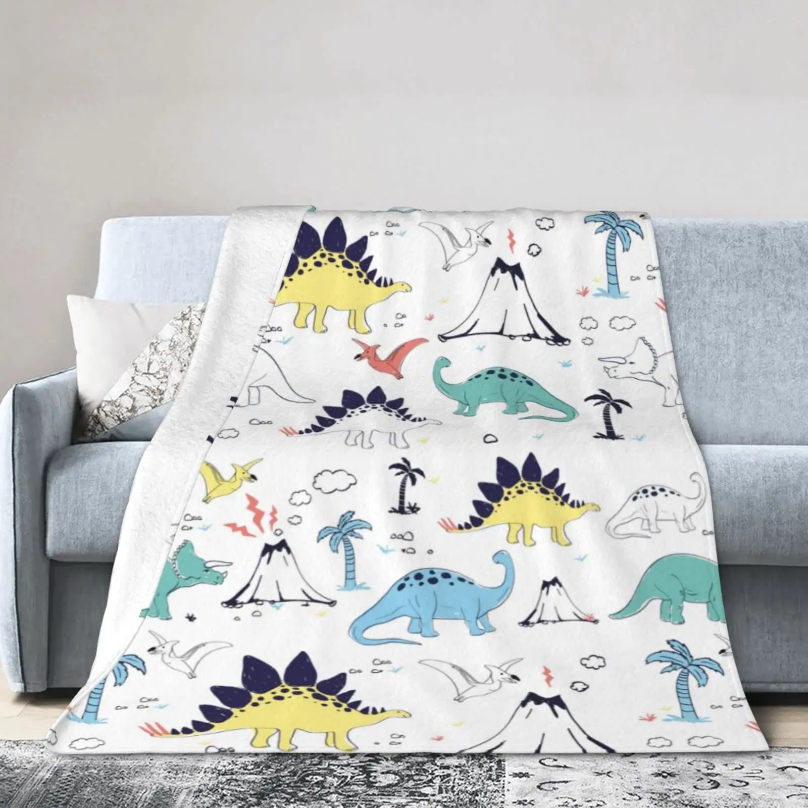 

Милый динозавр одеяло супер мягкое удобное для кровати диван дети мультфильм Животные узор фланелевые теплые пледы