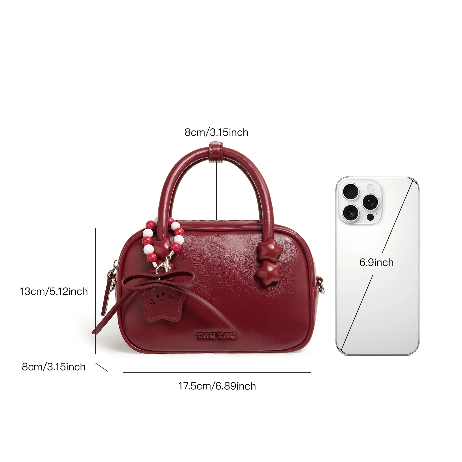 Реплика TOUTOU Бостонская мини-сумка с подвеской из бисера Роскошная дизайнерская