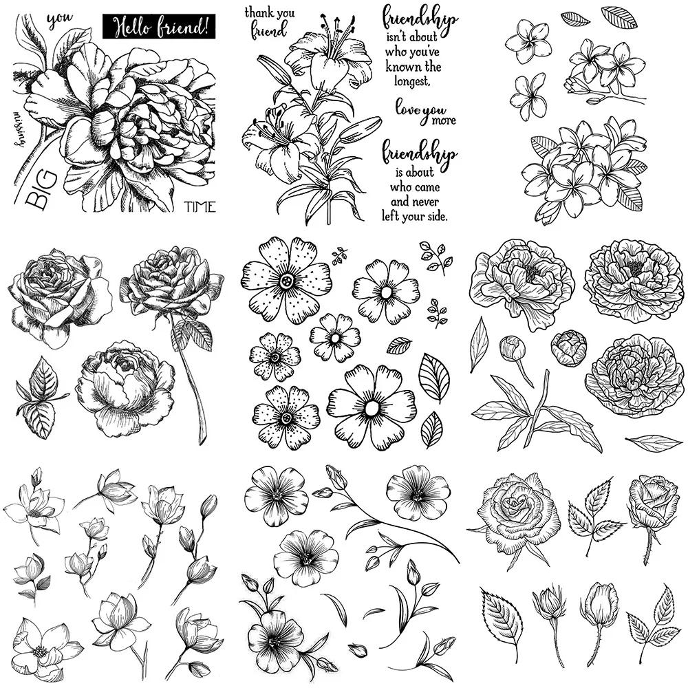 

Variety of Flowers Details Clear Silicone Stamps for Scrapbooking Card Making DiyCraft Album Diary Decoration Transparent Stamps
