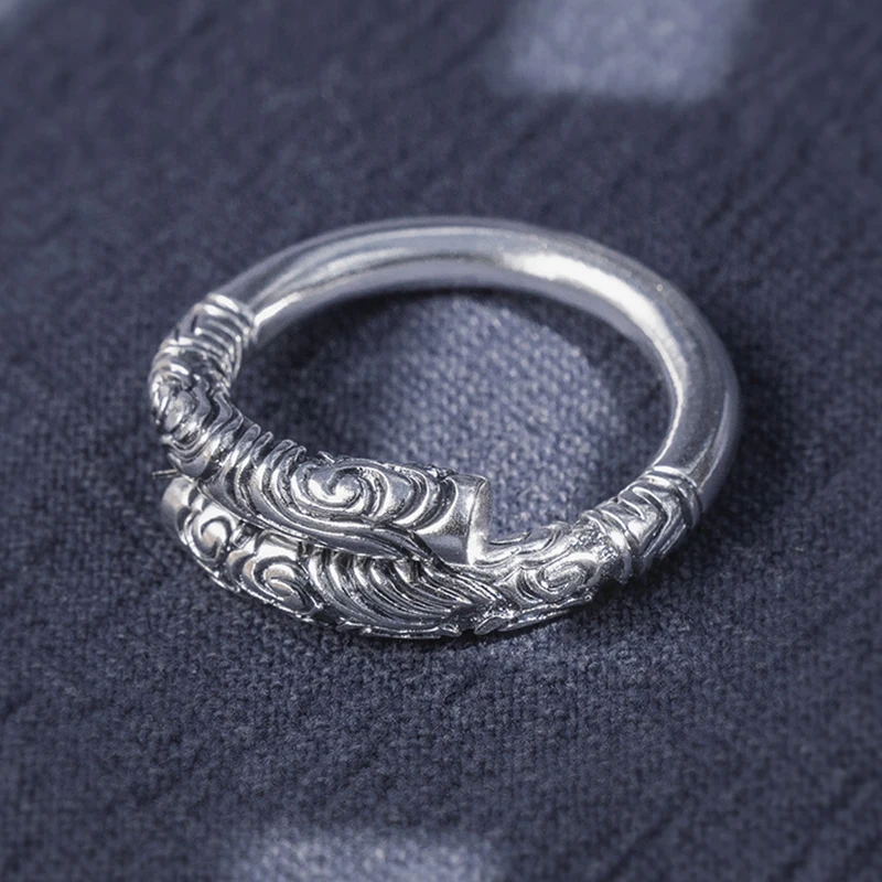 

Мужское кольцо в ретро стиле MeiBaPJ, изысканное ювелирное изделие из настоящего серебра S999 пробы с золотой подвеской, подарок на вечеринку