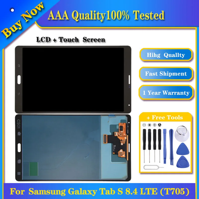 

100% протестированный оригинальный Super AMOLED ЖК-экран для Samsung Galaxy Tab S 8,4 LTE / T705 с дигитайзером в полной сборке