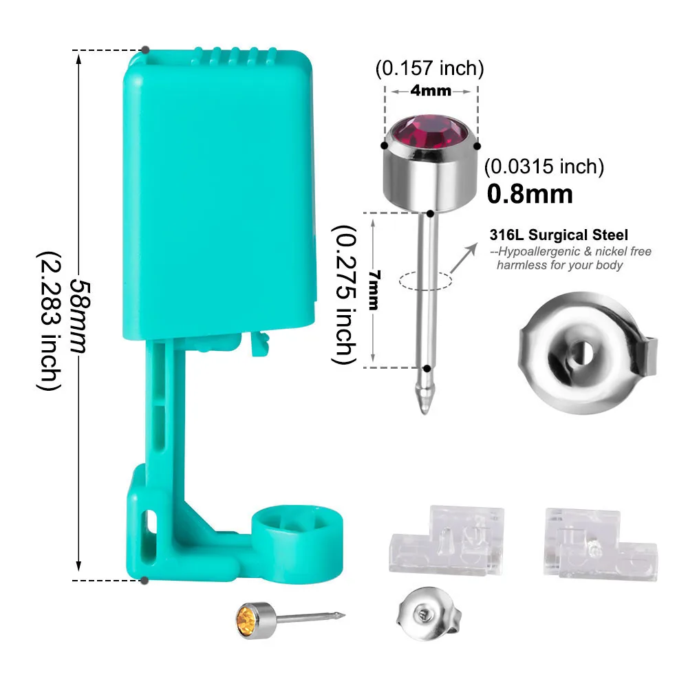 Пистолет для безопасного Пирсинга Ушей носа 1 шт. серебристый черный золотой