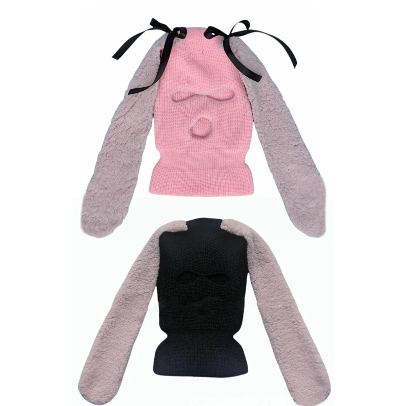 

N58F Winter Slouchy Hat for Girls Winter Long Ears Hat Rabbit Warm Birthday Gifts