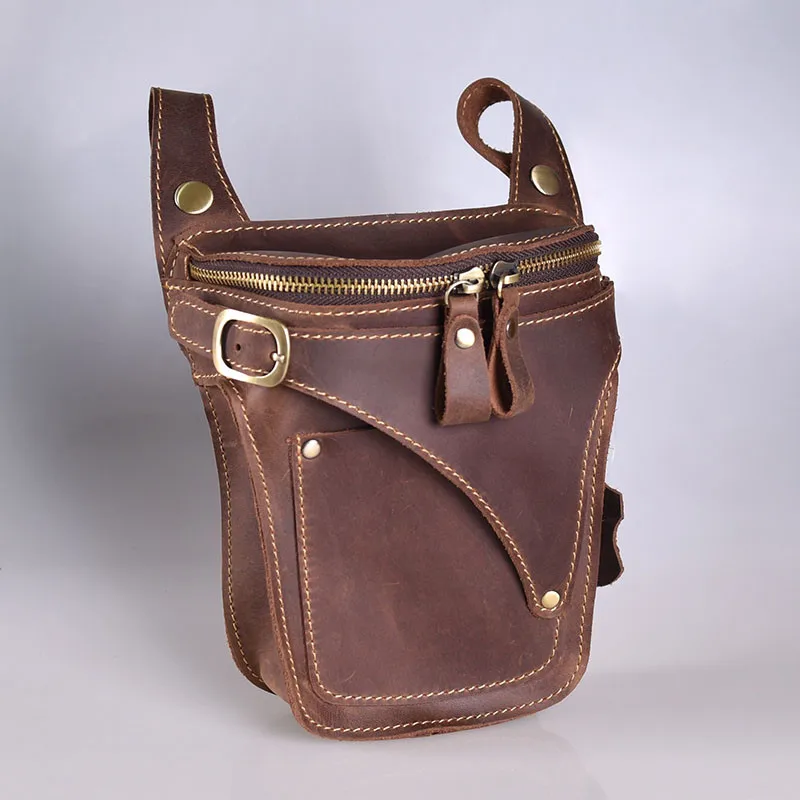 Vintage natural organizer genuine leather men's belt bag casual crazy horse cowhide motorcycle waist pack high quality phone bag