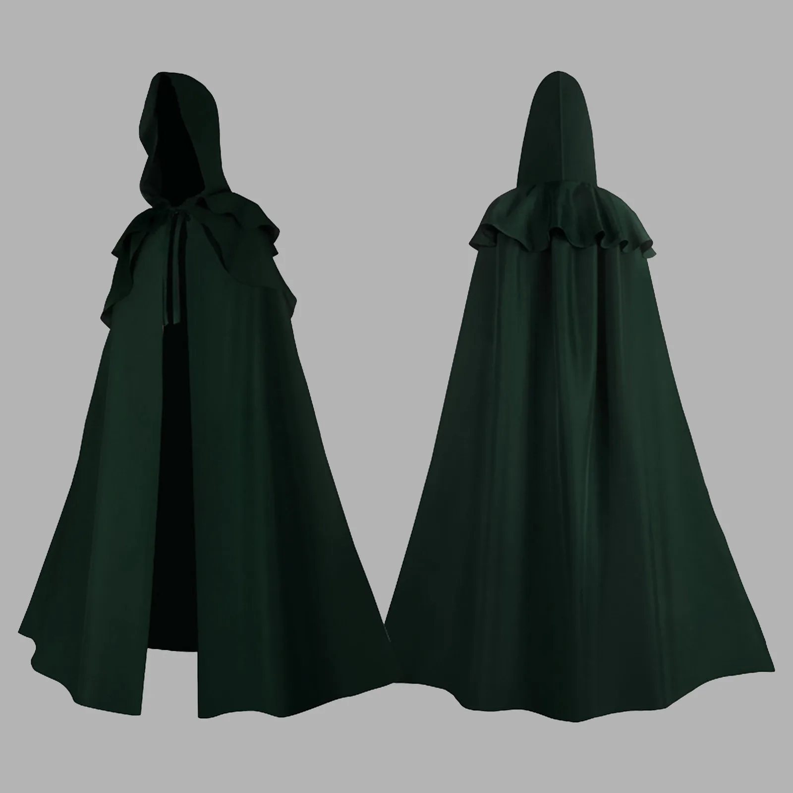 Черная Мужская накидка с капюшоном средневековая искусственная однотонная