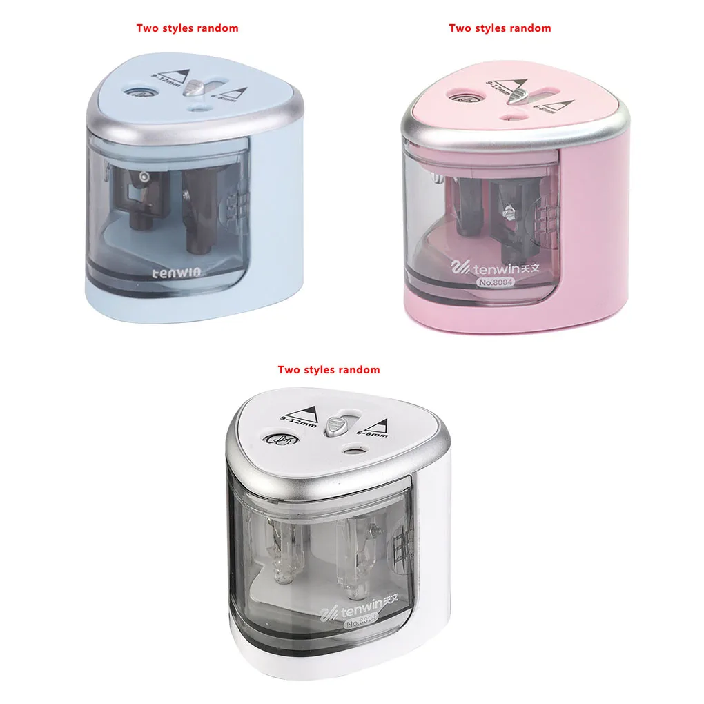 

Pencil Sharpener 2 Holes Stationery Sharpener Electric Automatic Students Supply Pattern Random Pink