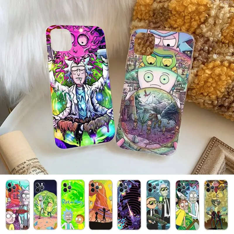 

R-RickS Anime Funny Phone Case For iPhone 14 11 12 13 Mini Pro XS Max Cover 6 7 8 Plus X XR SE 2020 Funda Shell