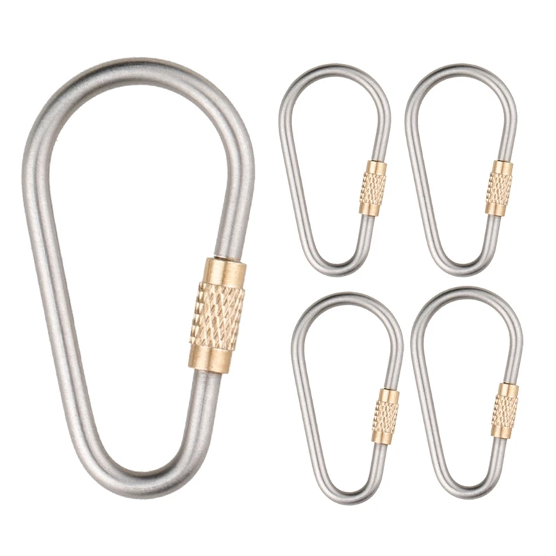 

Camping Titanium Alloy Carabiner, Brass Hook with Lock, Key Hanging Buckle, Wire Backpack Simple D-Shaped Buckle
