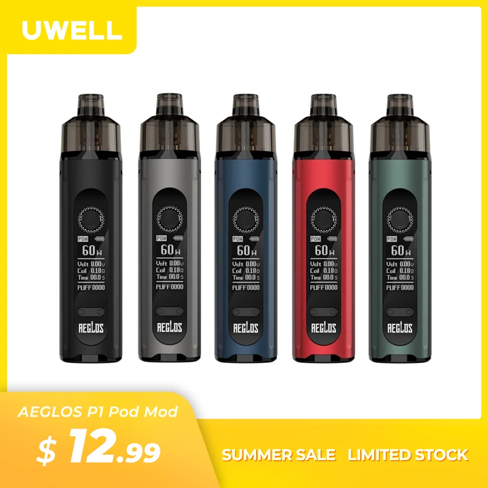 

UWELL AEGLOS H2 Pod Mod System 0.18Ohm 55W 60W And 1.2Ohm 10W 13W Coil 4.5ML 1500Mah Battery OLED E-cigarette Vape Vaporizer Kit