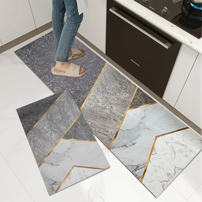 

Скандинавский кухонный коврик, нескользящий ковер с мраморной текстурой, для гостиной, дома, спальни, пола, прихожей, балкона, декоративные ...