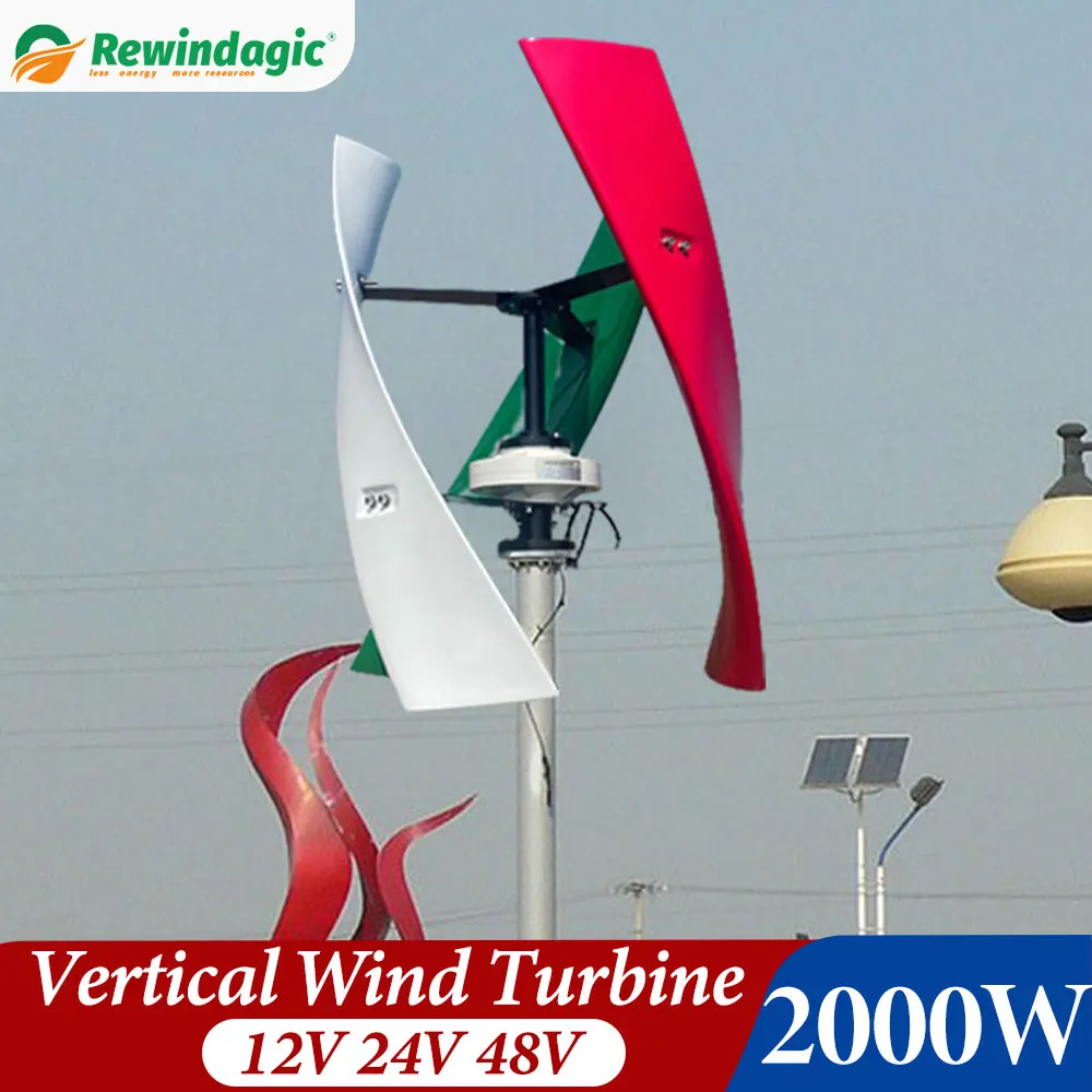 

China Factory Vertical Axis Maglev Wind Turbine Generator 1000w 2000w 24v 48v 3 Blades Free Energy For Homeuse Windmills Low RPM