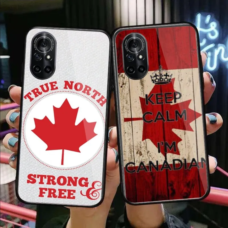 

Канадский кленовый чехол для телефона Huawei P50 P40 P30 P20 Pro Mate 40 30 20 Pro Nova 9 8 7 PC, стеклянный чехол для телефона