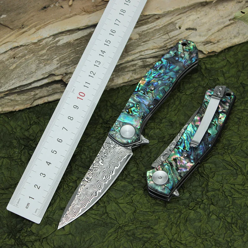 

Kershaw 4020 Folding Pocket Knife Damascus Blade Wood Handle Hunting Tactics Knife High hardness Survive Bearing Tools