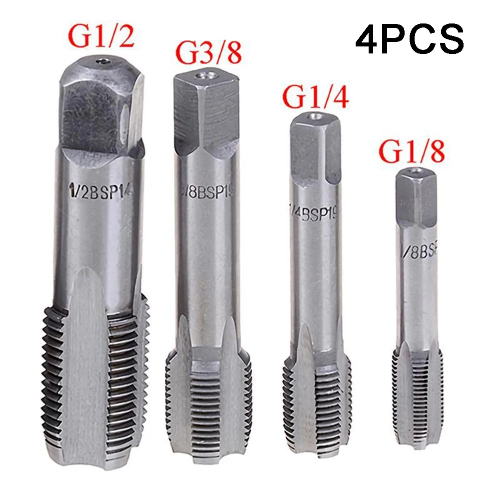 

4pcs 1/8 1/4 3/8 1/2 Inch Hex Shank HSS Taper Pipe Tap Metal Screw Spiral Point Thread Metric Plug Drill Bits Cutting Tools