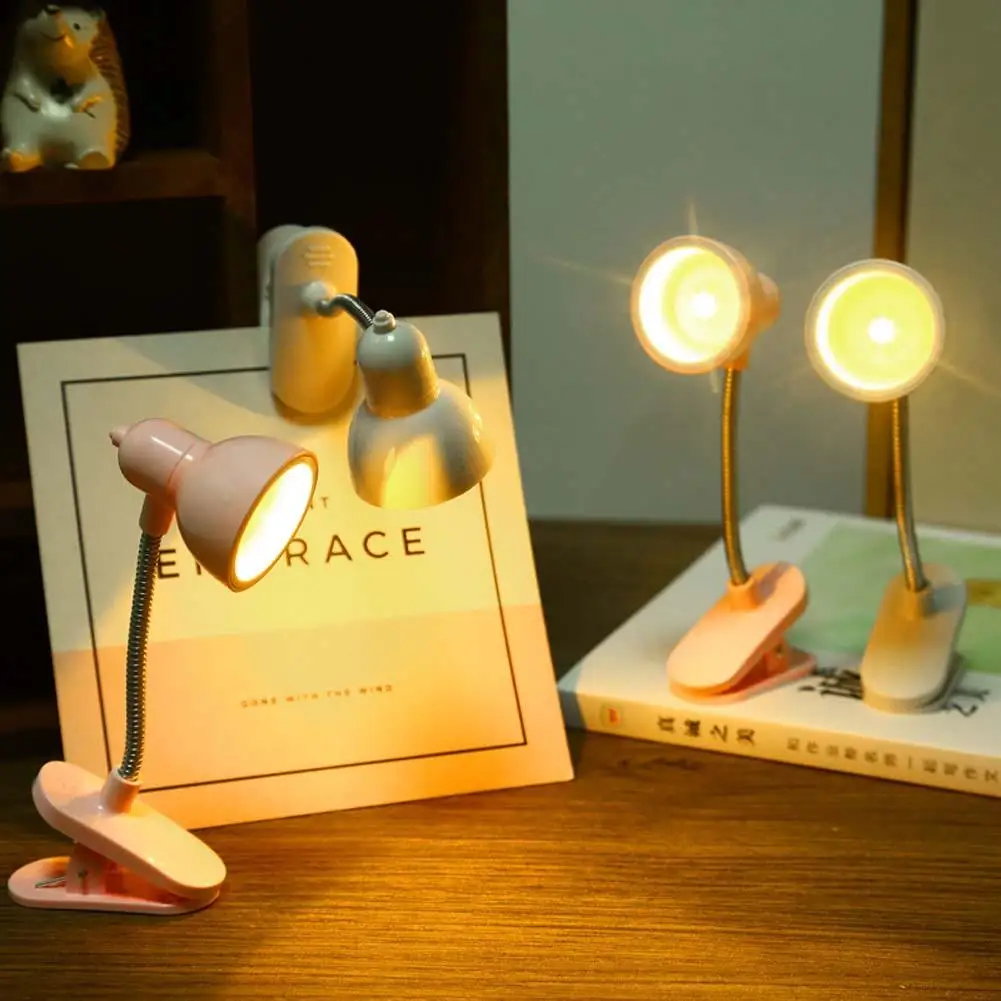 

Led Night Lights Cute Mini Table Lamp 360 Degree Rotatable Student Eye Protection Clip-on Reading Lamp