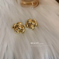 s925 sterling silver needle delicate elegant high quality camellia flower stud earrings