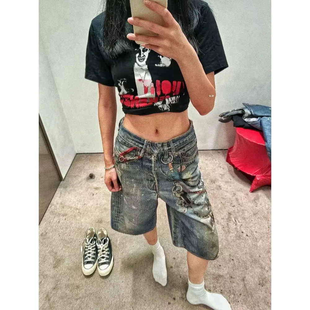 NIGO мужские брюки с 3d принтом в американском стиле High Street и цепочкой Seven джинсовые