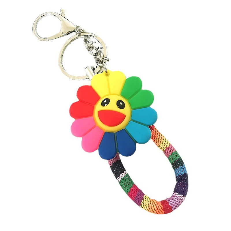 

Милые брелоки в виде подсолнуха для женщин, брелок для ключей, цветные брелоки, аксессуары для наушников