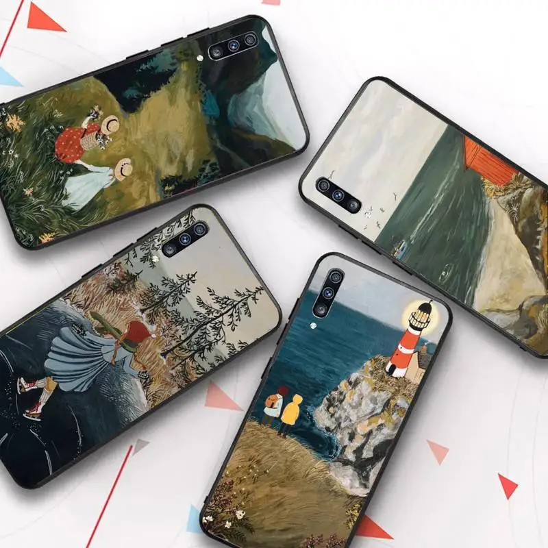 

FHNBLJ Cartoon Scenery Girl Phone Case for Redmi 8 9 9A for Samsung J5 J6 Note9 for Huawei NOVA3E Mate20lite cover