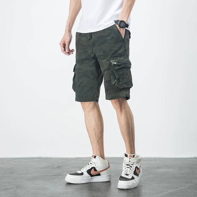 CAAYU Mens Cargo Shorts Men Summer Camouflage Side Pockets Hip Hop Japanese Streetwear Harajuku Male Pants Casual Shorts for Men 2