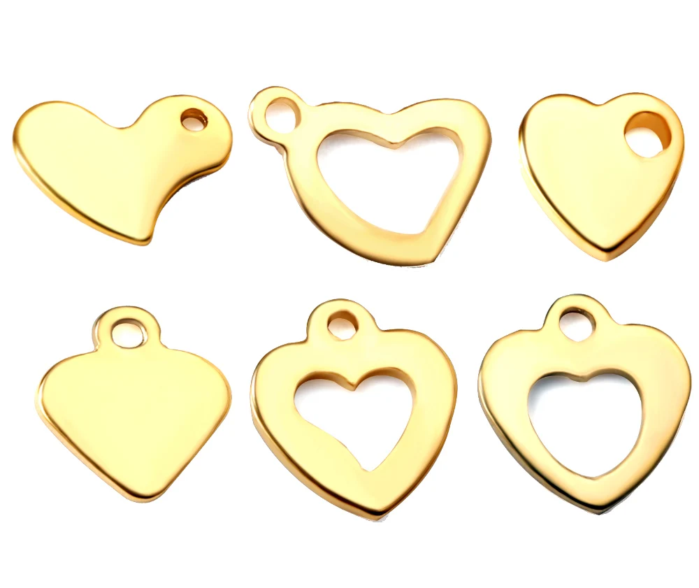 

ASON 100pcs/lot Stainless Steel Heart Charm For Jewelry Making DIY Pendant Necklace Bracelet Connector Accessories Supplies Gift