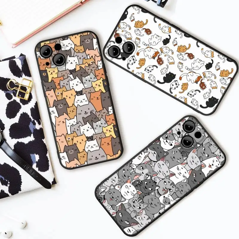 

Cartoon Cute Cats Phone Case For iphone13 12 Pro 11 Pro Max X XR Mini XS 7 8 plus 2020 se phone Full Coverage Covers
