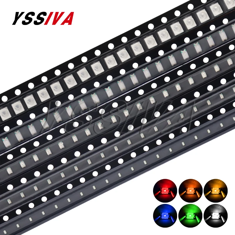 100 шт. 0402 0603 0805 1206 1210 3528 SMD LED красный желтый зеленый Белый Синий Оранжевый