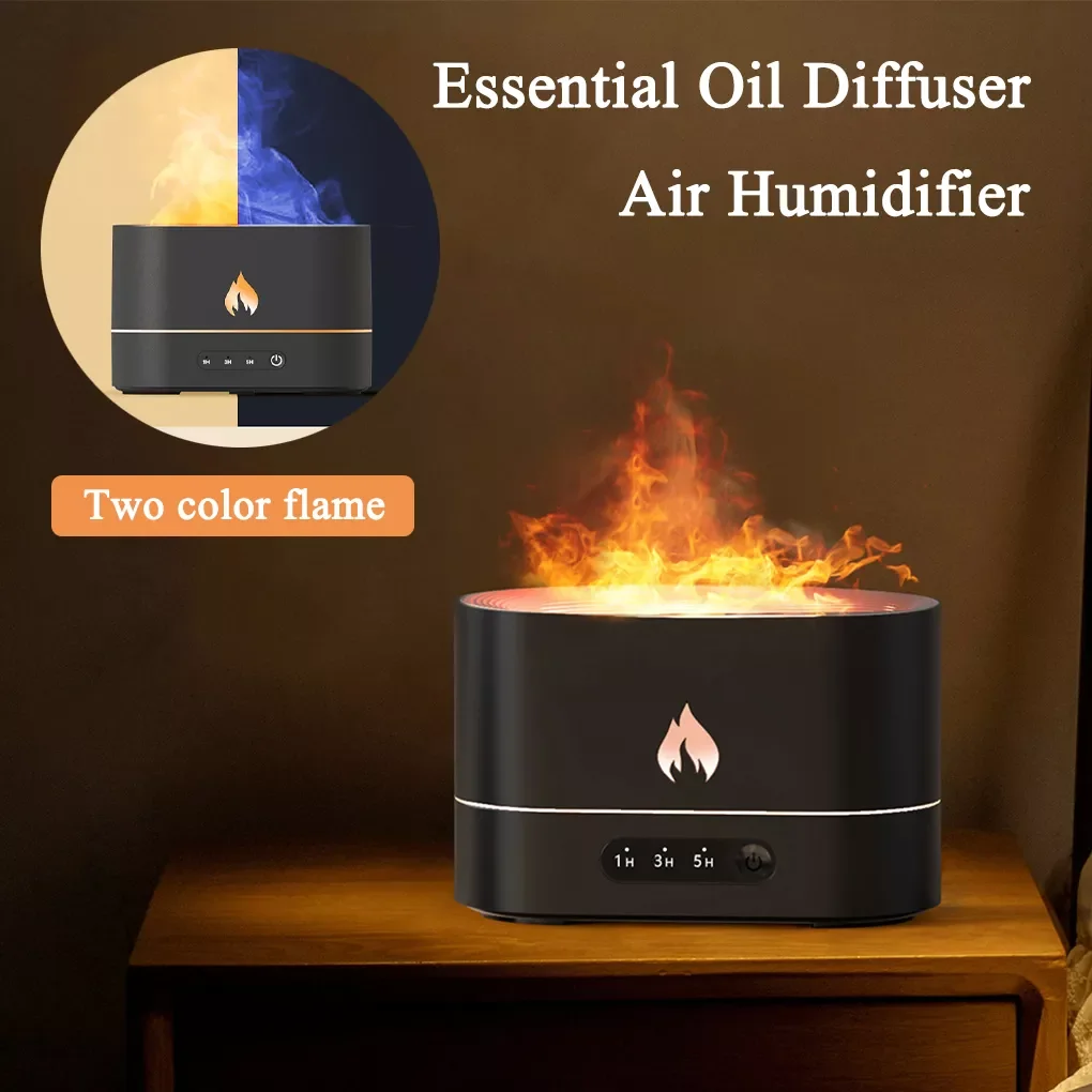 

NEW2023 USB Essential Oil Diffuser 250ml Air Humidifier Rechargeable With Flame Aroma Diffusers Portable Bedroom Office Travel S