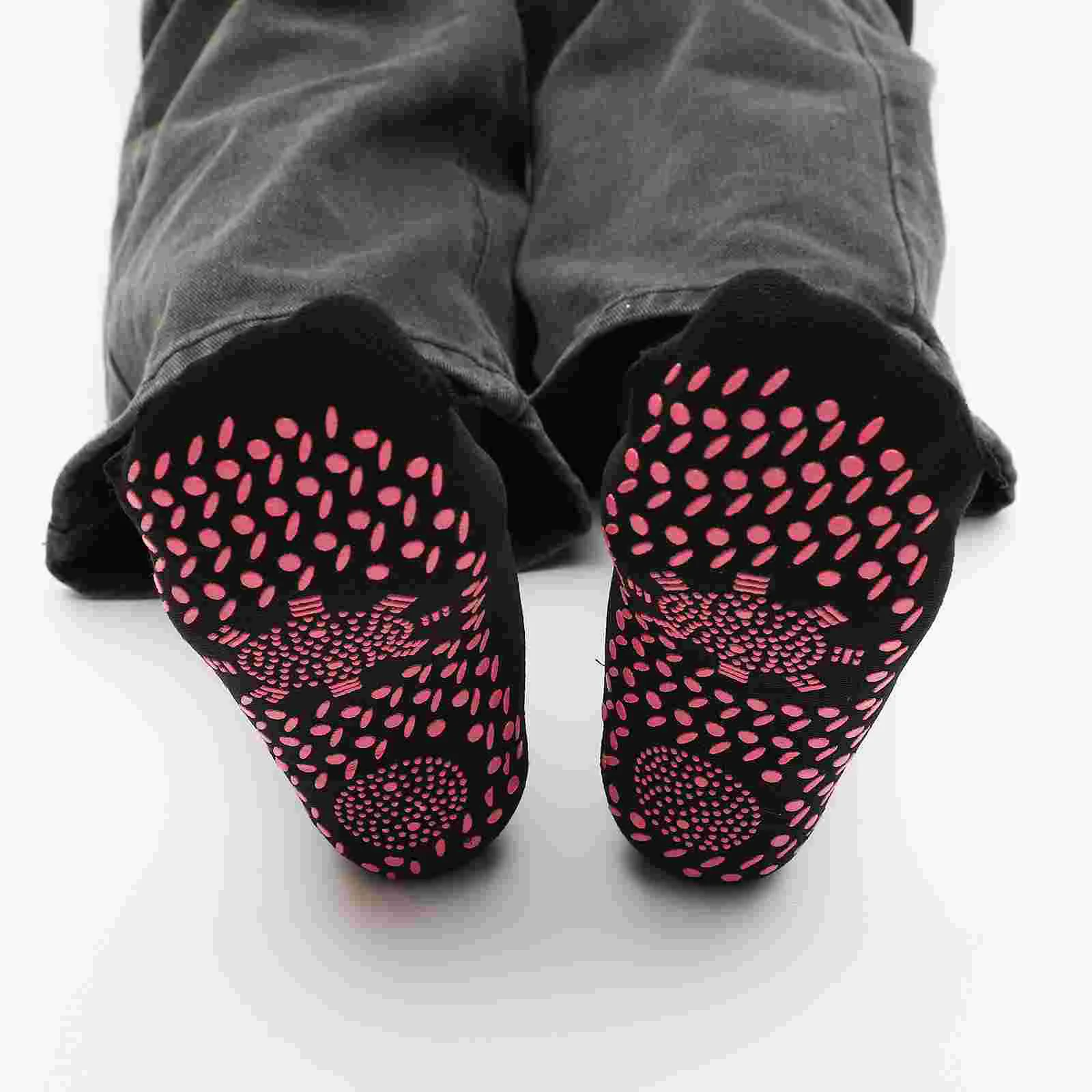 

6 Pairs Mens Socks Foot Warmer Cold Weather Tourmaline Slimming Health Middle Tube Self Heating