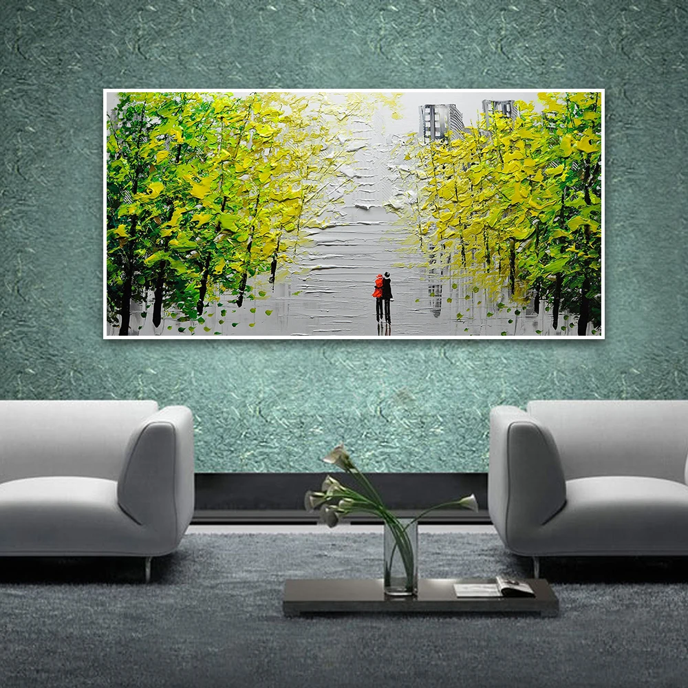 

Forest Couples City Landscape Canvas Oil Painting Modern Abstract Wall Art Poster Print Romantic Picture Living Room Home Decor